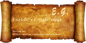 Eszlári Gyöngyi névjegykártya